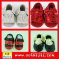 On sale alibaba popular sweet color bow and tassels sandals leather shoes baby moccasins